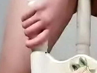 Chinese girl masturbating with chair legs