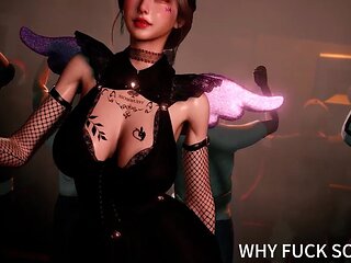 3D Big Boobs Asian Stripper Naked Her Hot Body