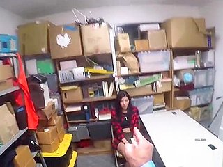 Skinny teen 18+ thief fucked by two security guys big c...