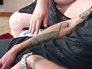 Stepmom delivers an intense deep throat session before I fill her mouth with my load