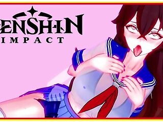 Genshin Impact - Amber Receives In School Uniform