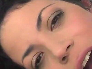 Brunette Slut Gets Mouth Filled with Load by a Man After Deep Pussy and Ass Fucking