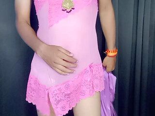 My gorgeous desi satin dress and white bra panty