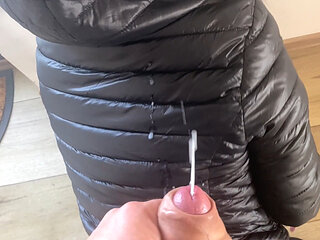 Public Tease in Torn Leggings - Blowjob & Doggy with Double Cum on My Black Downjacket