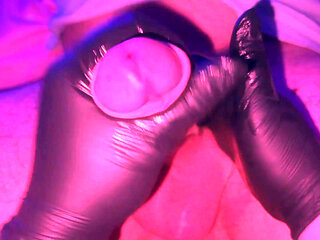 Full Cock Jerk off with Latex Gloves