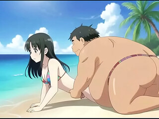 anime girl on the beach ai video
