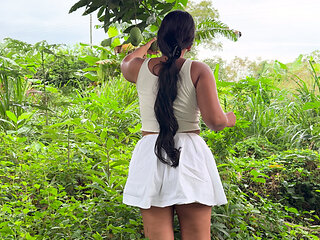 stepsister wanted a mango and ended up swallowing milk in public