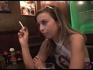 Lonely Brunette Gets Fucked Hard by Two Older Men in Bar Threesome