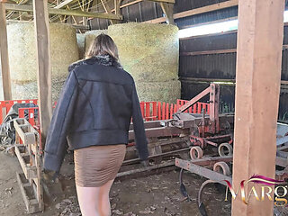 Farm Threesome with Stepson & Neighbor: Rough Sex, Blowjob & Creampie for Hot MILF