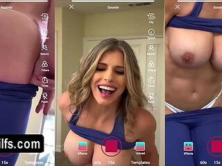 Beautiful sporty MILF wifes private show escalated into a quickie fuck where she begs for the cum