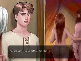 Big boobed babe gets into some roleplay in a PC game