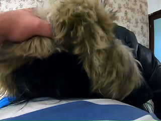 Leather Cameltoe, Shiny Downjackets &amp_ Double Cum Play with Deep Blowjob