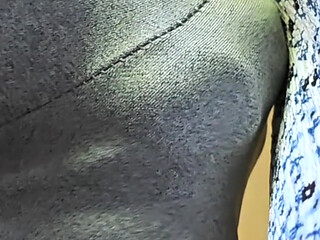Stranger Cums Hard Inside Her Panties Under Skirt on Subway Train