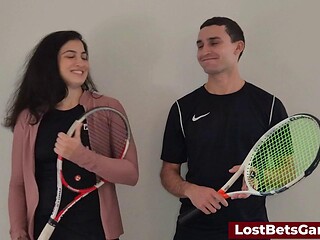 Big-Tits Brunette Rafaela Vs Igor In Steamy Outdoor Strip Tennis Match