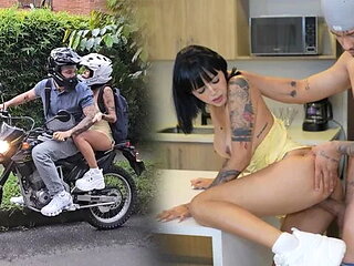 Horny Petite Skips Class to Go Fuck Her Boyfriend on a Motorcycle - Danner Me...