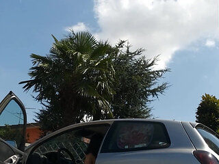 Revving My Car in Pink Flowered Flip Flops