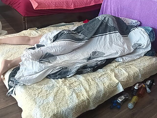 Foreplay in the bedroom with an amateur couple.