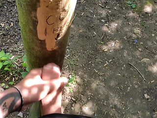 Cumshot on 'cum Here' Tree, Showing Cum Close up and Piss at a Cruising Area