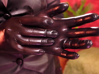 ASMR nitrile gloves and oil.
