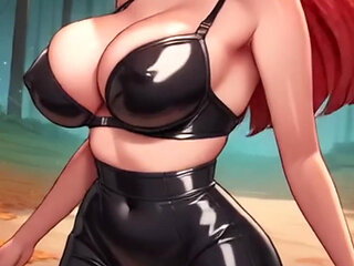 Sexy Big Tits Bouncing and Teasing! Latex Outfits Try on