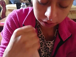 young lady amateur sucking dick and giving her first prostate massage