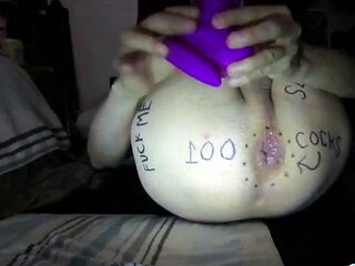 Huge Purple Dildo Stretches Me Out