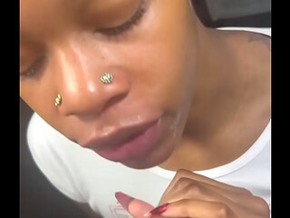 Sexy Ebony Throat Queen Sucking Spitty Sloppy Big Dick