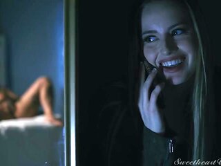 Girls Kissing Girls Midnight Erotic Scene 3 - Blonde Peeping Wifey Scarlett Sage and Tattooed Jessie Lee at SweetHeartVideo