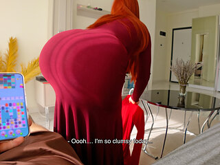 Hot MILF caught my boner and helped me cum on her big round ass