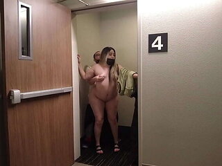 Naughty Latina in See-Through Dress Gives Blowjob & Gets Fucked Doggystyle in Public Hotel - Almost Caught!