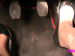 Nyllady's Revving in Black Ballet Flats and Nude Sheer Pantyhose