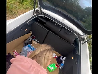 Step mom young: He feels the need to fuck her and parks the car on the side of the road and fucks her in public