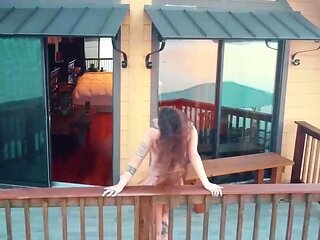 Sexy beautiful ass brunette babe outdoor solo