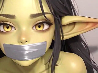 Female Gobling Taped and Tied Bondage