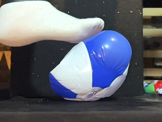 Bigbootylucy Stomps 7 Blue Mini Beachballs in White Socks!
