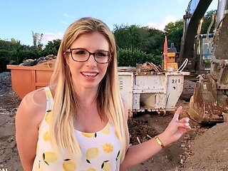 Outdoors video of sexy blonde wife Cory Chase with glasses