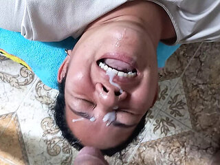 Valkyrieandluigy Takes a Huge Facial - Cum Covered Face & Swallowing Loads