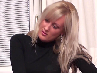 Bondage slave licking milfs feet