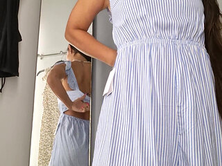 Clothes Changing - Fitting Room and Playing with Horny Pussy