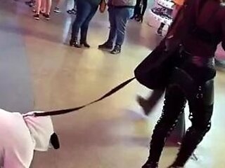 PLATINUM'S PATHETIC PET PUBLIC MUTT CRAWL FemDom