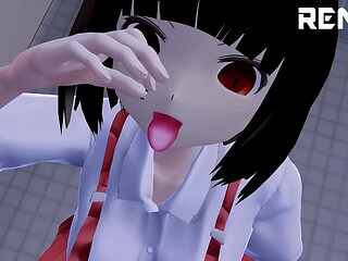 (MMD Giantess) Encounter with Hanako-san