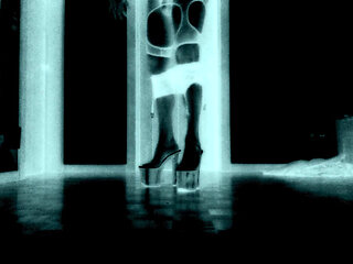 Femboy Whore stripping in fishnet stockings and high heels