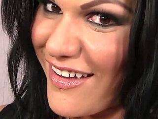 Angelina Castro gets naked to suck huge cock and masturbates