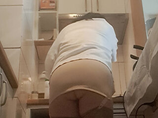 mom in retro garter belt without panties