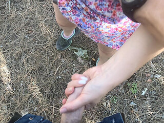 Found Cute Tattoed Girl Riding Bicycle in the Forest and Fucking Her Hairy Pussy