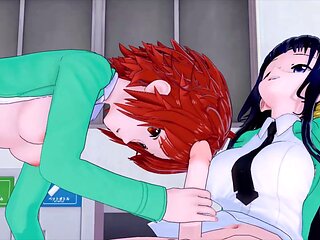 Futa adventures of Shiba Miyuki and Chiba Erika in this wild anime hentai