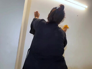 Lebanis Hot Maid Clean My Room & I See Her Hanging Boobs with Puffy Nipple & Start Masturbation