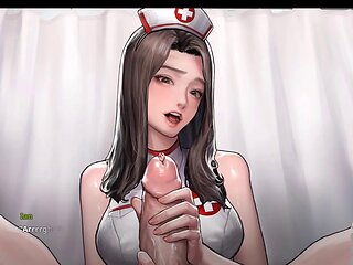 Nurse in sexy lingerie offers help in a hentai adventure