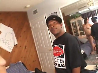 Brunette exposed her pussy to black guy's tongue