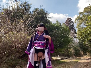 No.112 the Phantom Kimono Beauty Appearing in the Winter Countryside a Crossdresser Walks Through the Sunlit Glade Part 2